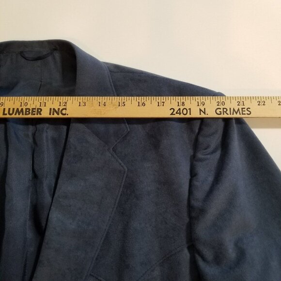 Circle S Dallas Texas Mens Blazer Sport Coat 48R Blue Micro Suede Two Button USA - Picture 8 of 15